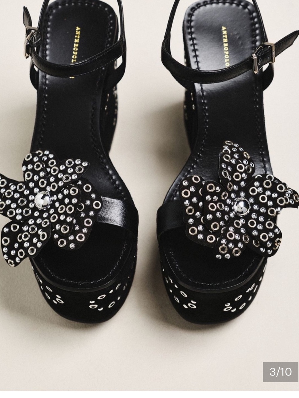By Anthropologie Studded Flower Platform Heel - Picture 3 of 9